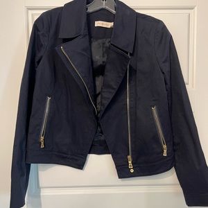 Tory Burch Blue Utility Moto Jacket